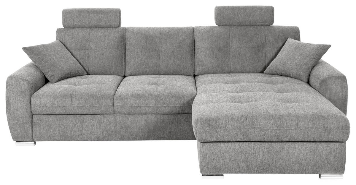 ECKSOFA in Mikrofaser Grau  - Chromfarben/Grau, Modern, Kunststoff/Textil (276/193cm) - Hom`in