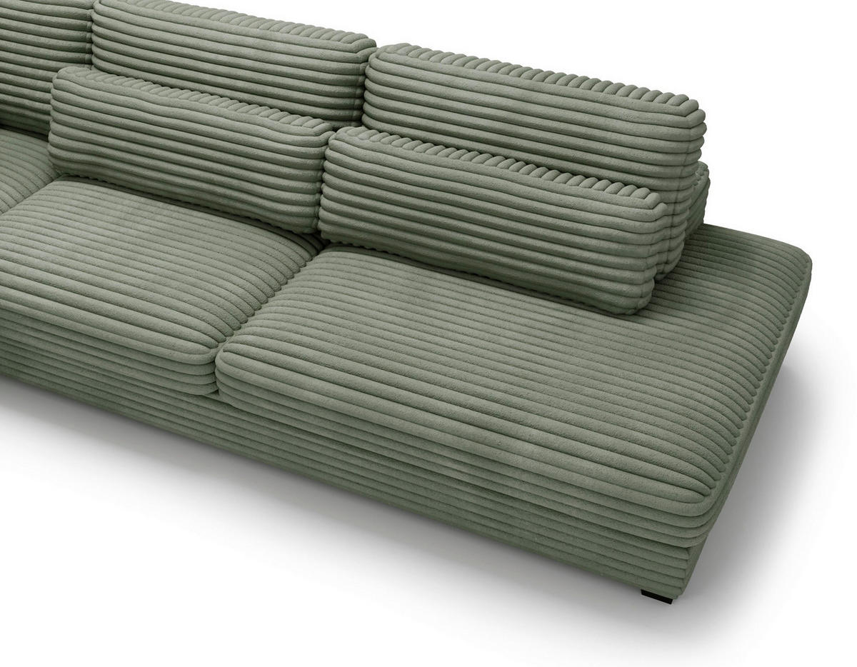CloseUp von Livetastic ECKSOFA Grün Cord, Plüsch.