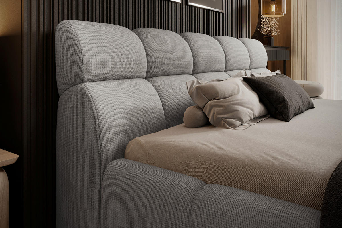 POLSTERBETT 180/200 cm,  in Beige,  - Beige/Schwarz, Design, Kunststoff/Textil (180/200cm) - Esposa