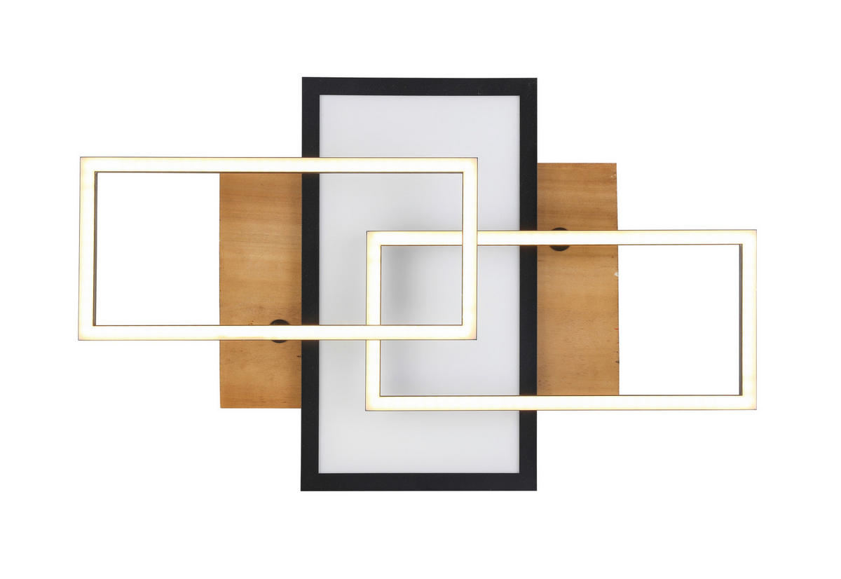 LED-DECKENLEUCHTE    35/56/10 cm  - Schwarz/Naturfarben, Trend, Holz/Kunststoff (35/56/10cm) - Novel