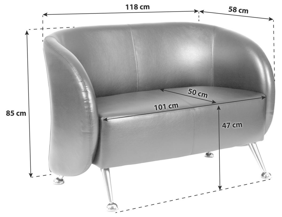 2-SITS SOFFA i textil svart  - kromfärg/svart, Modern, metall/textil (118/85/58cm) - MID.YOU