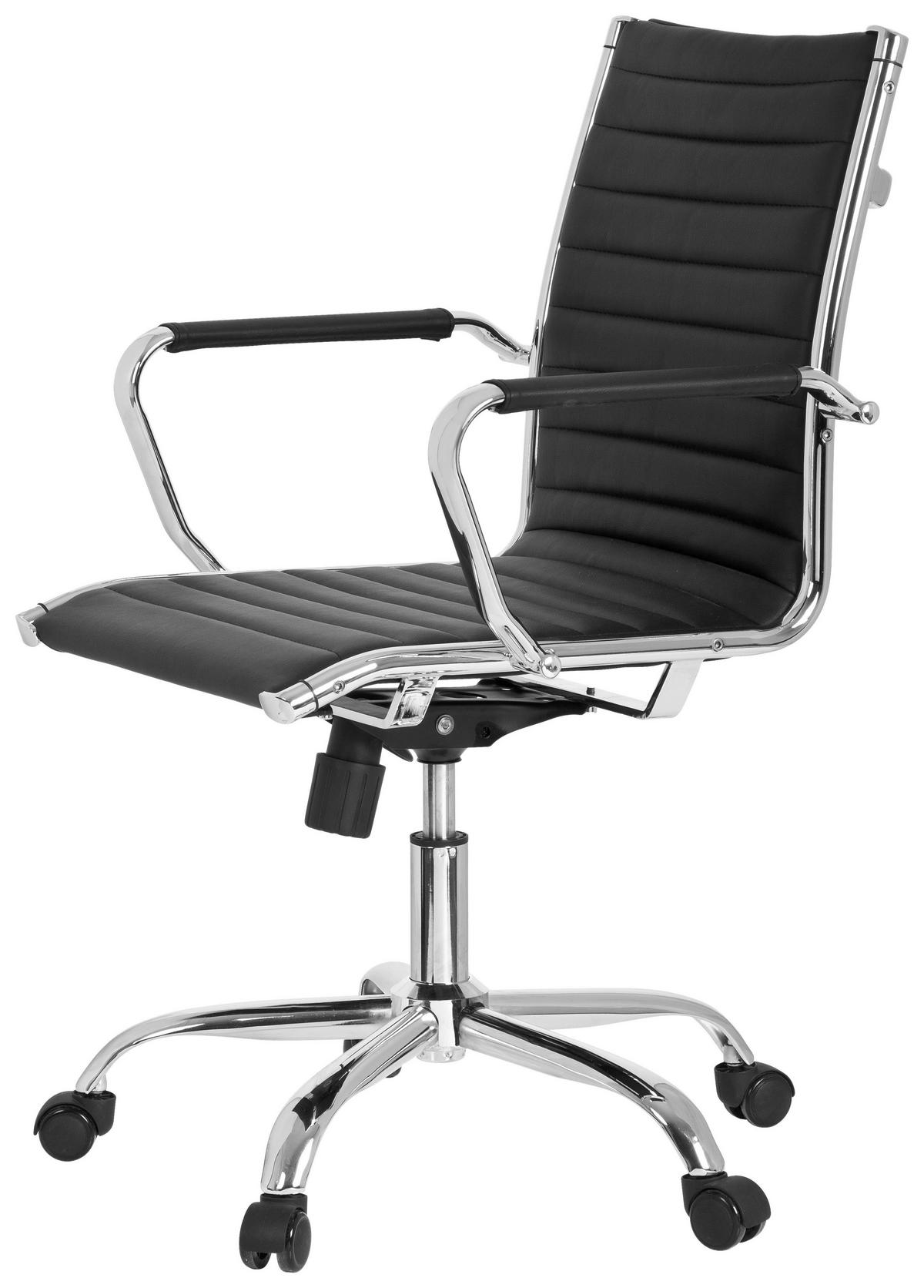 OTOČNÁ ŽIDLE, vzhled kůže, černá - barvy stříbra/černá, Basics, kov/textil (54/102/43cm) - MID.YOU