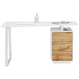 SCHREIBTISCH 140/44-60/76 cm  in Weiß, Eichefarben  - Eichefarben/Weiß, Design, Holzwerkstoff/Metall (140/44-60/76cm) - Xora