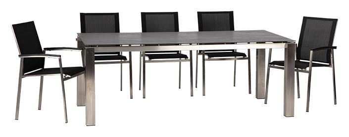 GARTENGARNITUR Edelstahl  - Edelstahlfarben/Grau, Basics, Keramik/Kunststoff (200/75/100cm) - Acamp