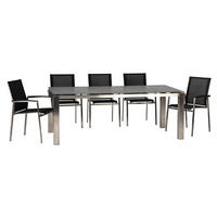 GARTENGARNITUR Edelstahl  - Edelstahlfarben/Grau, Basics, Keramik/Kunststoff (200/75/100cm) - Acamp