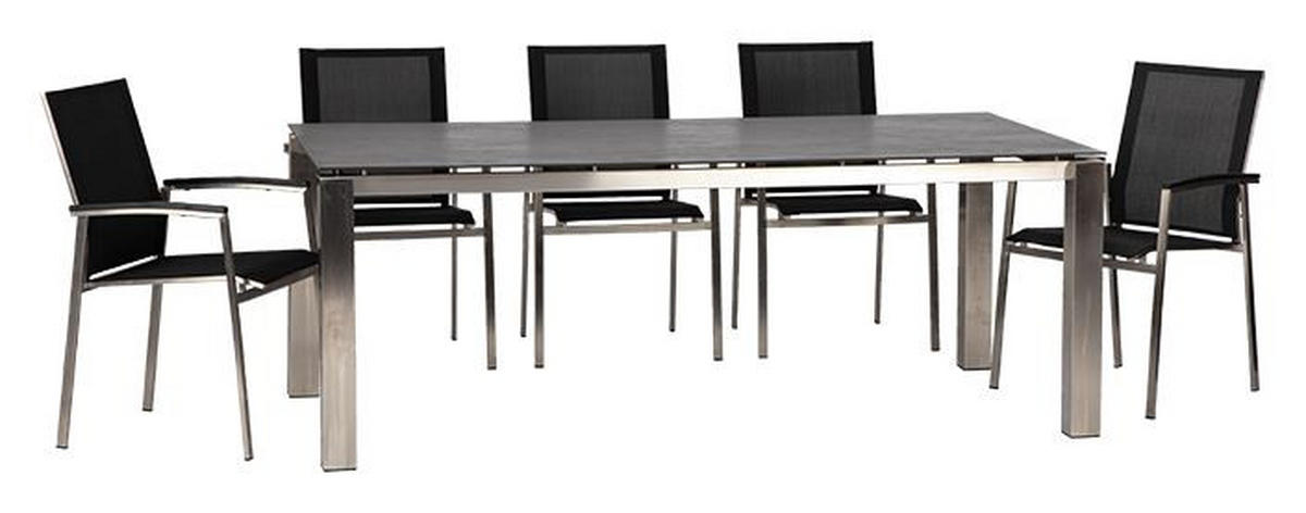 GARTENGARNITUR Edelstahl  - Edelstahlfarben/Grau, Basics, Keramik/Kunststoff (200/75/100cm) - Acamp