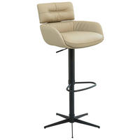 BARHOCKER Echtleder Schwarz, Taupe Eisen Sitzfläche 360° drehbar  - Taupe/Schwarz, Design, Leder/Metall (54/105/53cm) - Dieter Knoll