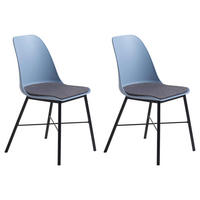 STUHL-SET 2 Stück  in matt  - Schwarz/Hellblau, MODERN, Kunststoff/Textil (47/83/54cm) - Livetastic