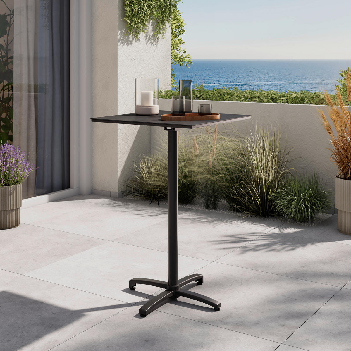 STEHTISCH 70/70/111 cm  - Anthrazit, KONVENTIONELL, Kunststoff/Metall (70/70/111cm) - Ambia Garden