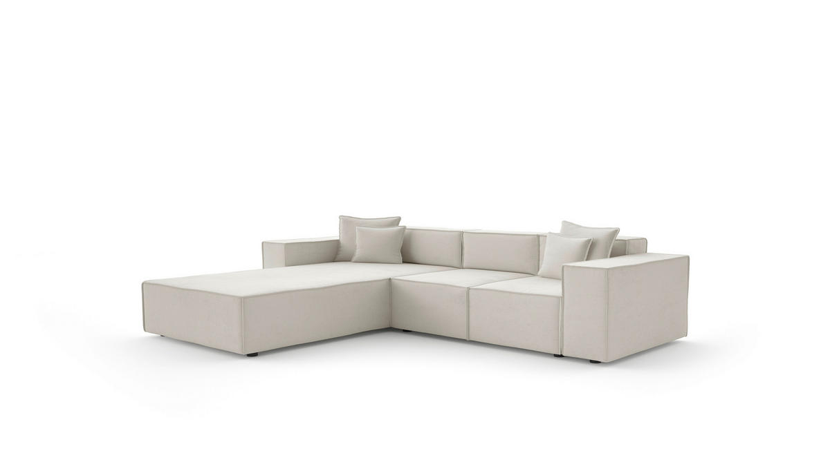 ECKSOFA Creme Chenille Zierkissen, Rücken echt  - Creme/Schwarz, MODERN, Kunststoff/Textil (180/265cm) - Milino