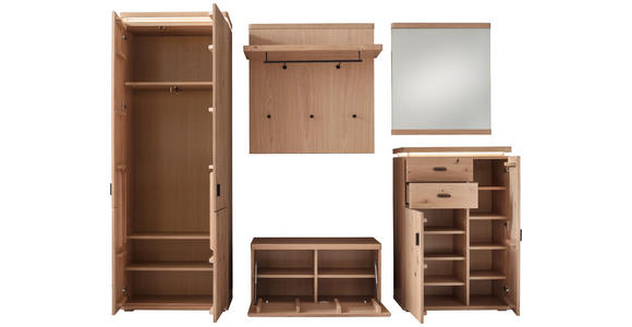 SCHUHSCHRANK  in 75/111/37 cm  - Eichefarben/Schwarz, Natur, Holz/Holzwerkstoff (75/111/37cm) - Linea Natura