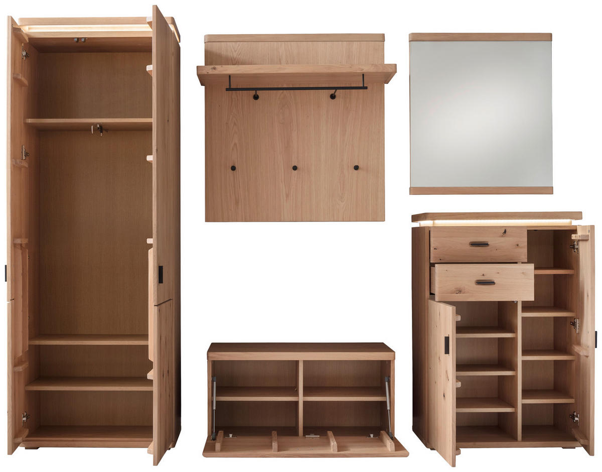 SCHUHSCHRANK  in 75/111/37 cm  - Eichefarben/Schwarz, Natur, Holz/Holzwerkstoff (75/111/37cm) - Linea Natura