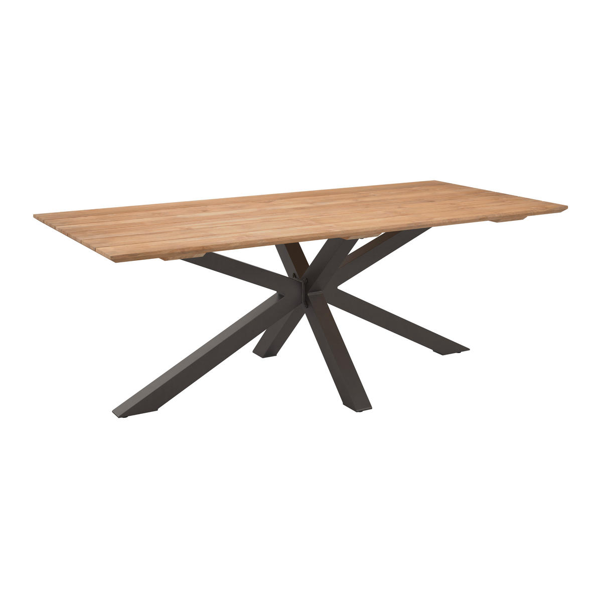 GARTENTISCH Metall Dunkelgrau, Teakfarben rechteckig  - Dunkelgrau/Teakfarben, Design, Holz/Metall (216/99/75cm) - Amatio