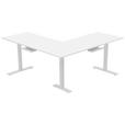 ECKSCHREIBTISCH höhenverstellbar  - Weiß, KONVENTIONELL, Holzwerkstoff/Kunststoff (160/160/72-117cm) - Carryhome
