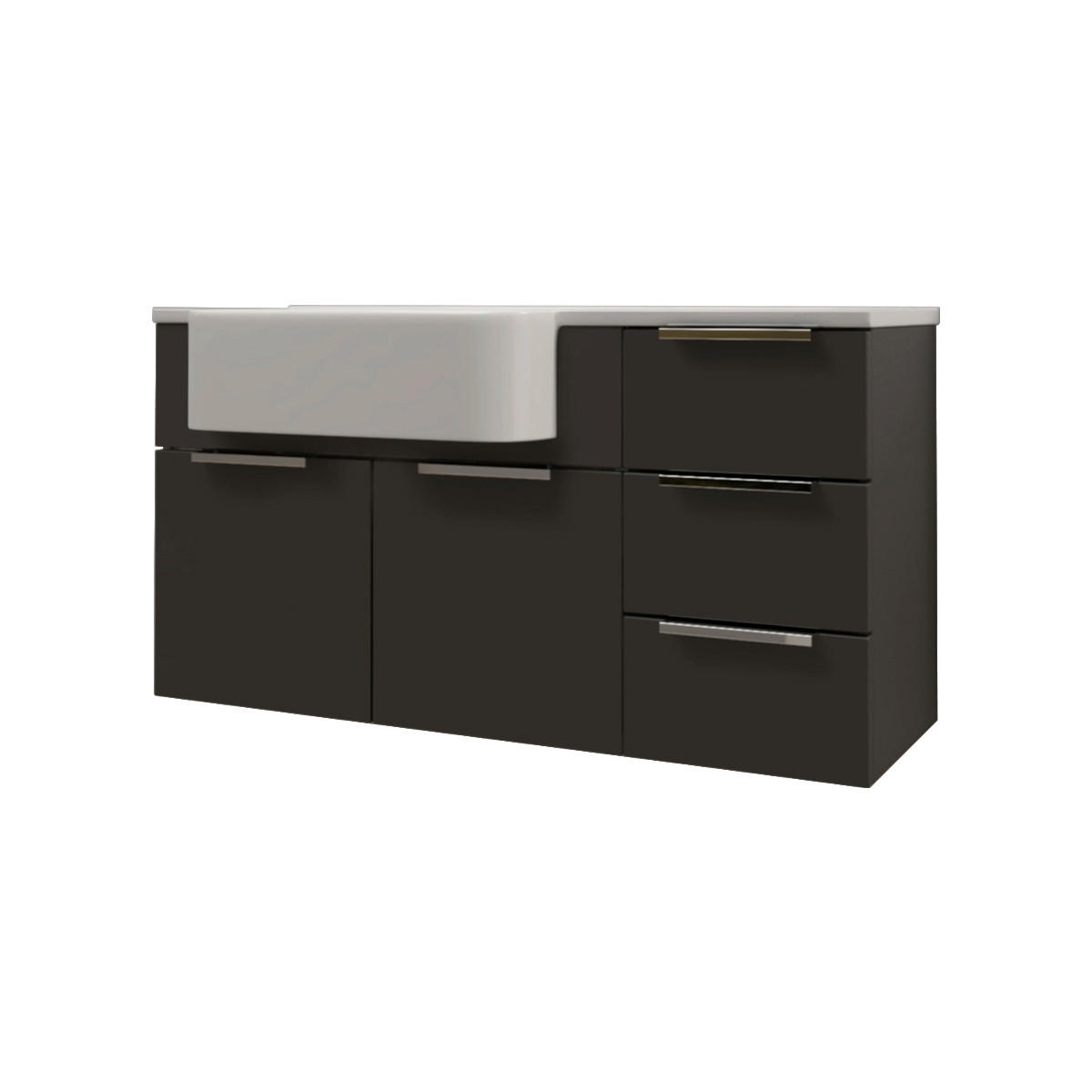 MOSDÓ ALSÓSZEKRÉNY 100/51/33,5 cm  - krómszínű/grafitszürke, Basics, műanyag/faalapú anyag (100/51/33,5cm) - Welnova