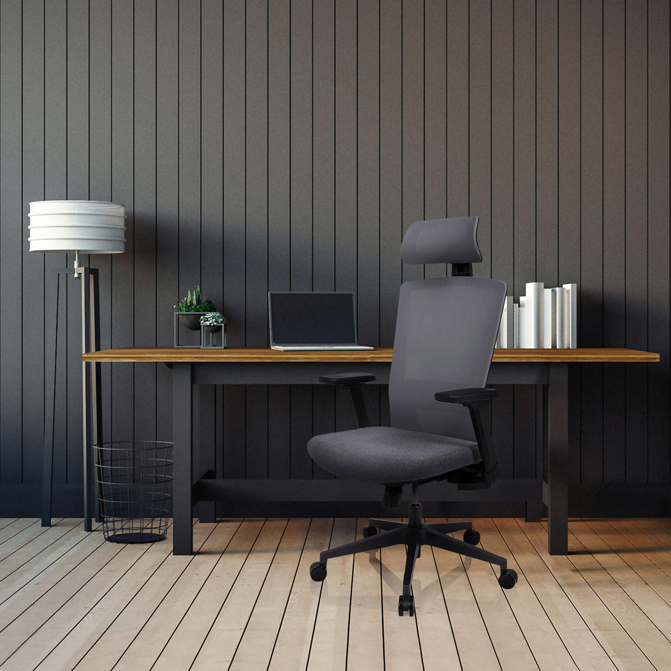OTOČNÁ ŽIDLE, síťovina, plochá tkanina, šedá, černá - šedá/černá, Moderní, textil/plast (66/117/62cm) - MID.YOU