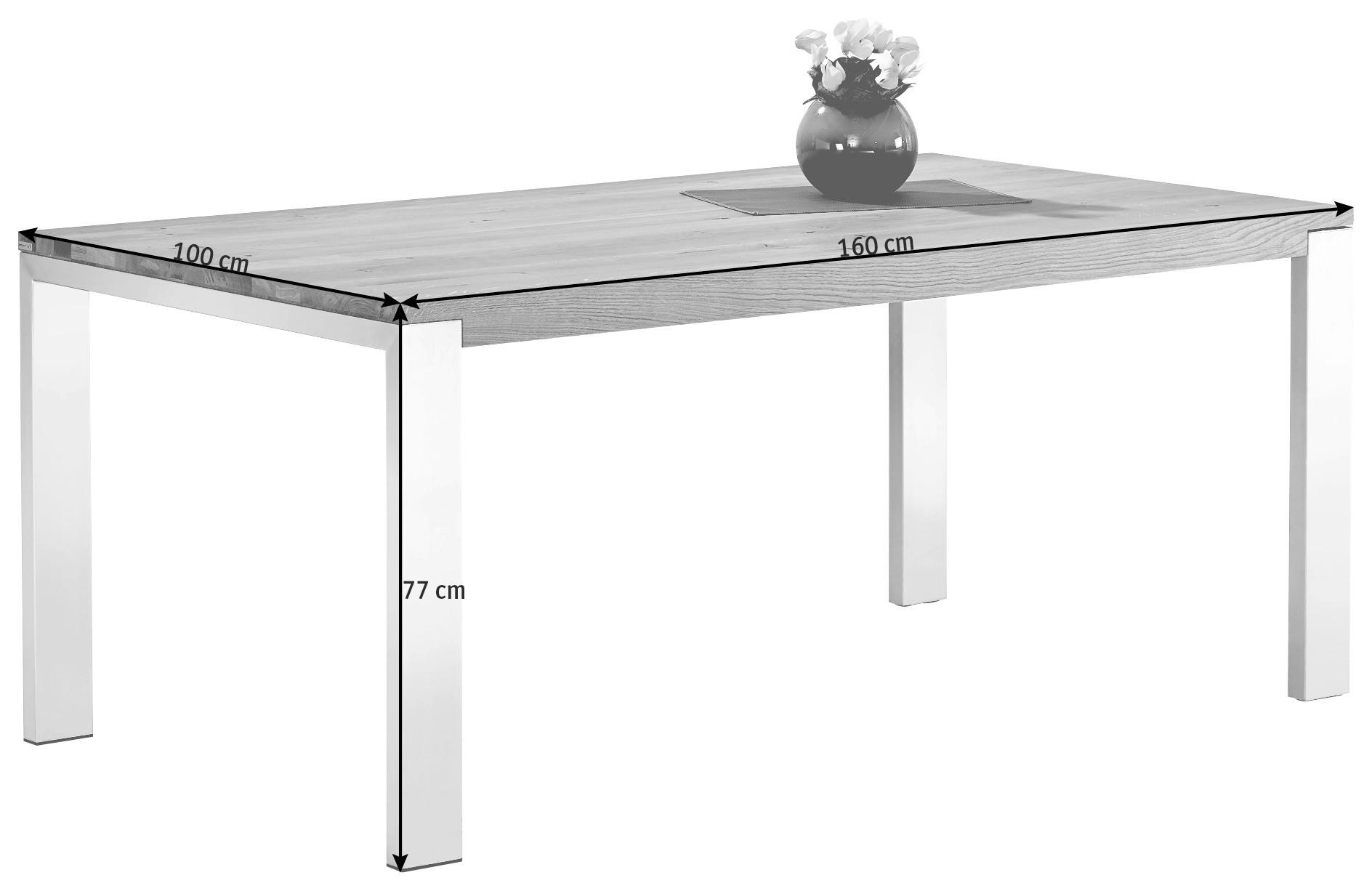 ESSTISCH in Holz, Metall 160/100/77 cm  - Eichefarben, Design, Holz/Metall (160/100/77cm) - Bert Plantagie