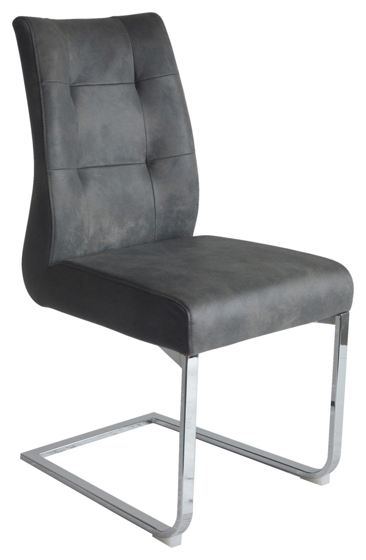 SCHWINGSTUHL-SET 2 Stück  in Stahl Mikrofaser  - Anthrazit/Silberfarben, LIFESTYLE, Textil/Metall (47/96/62cm) - MID.YOU