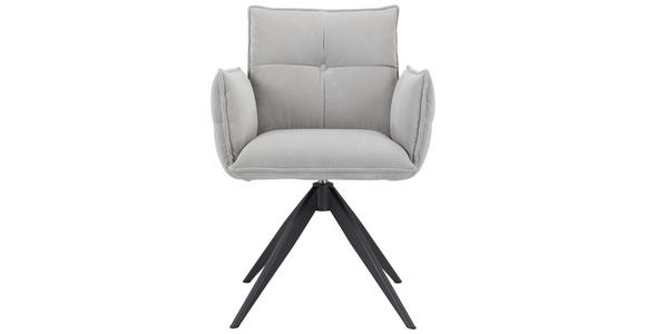 ARMLEHNSTUHL in Eisen Cord - Hellgrau/Schwarz, Design, Textil/Metall (63,5/85/63,5cm) - Novel
