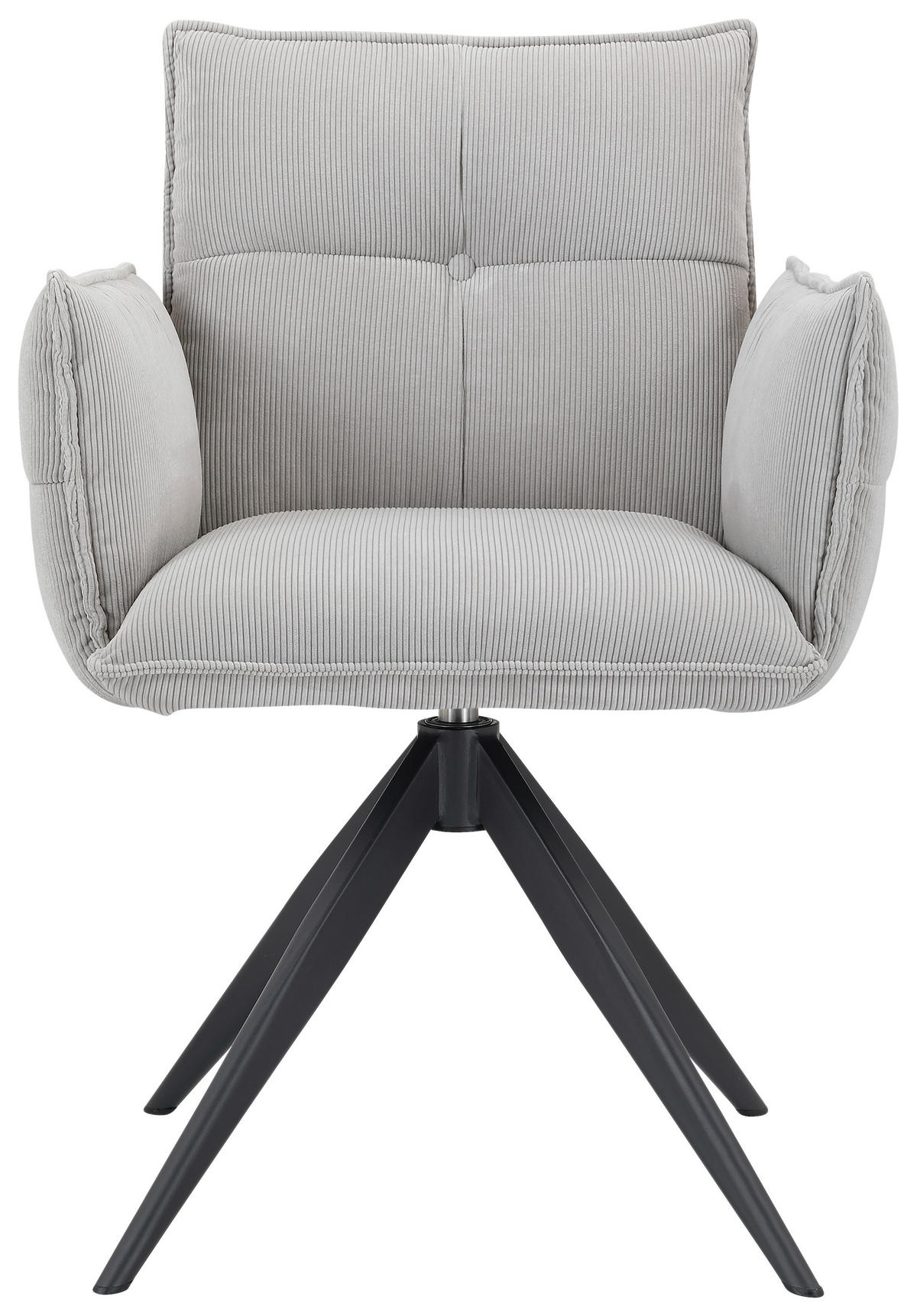 ARMLEHNSTUHL  in Eisen Cord  - Hellgrau/Schwarz, Design, Textil/Metall (63,5/85/63,5cm) - Novel