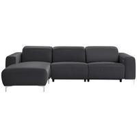 ECKSOFA Dunkelgrau, Fango Echtleder  - Chromfarben/Fango, Design, Leder/Metall (177/292cm) - Pure Home Lifestyle