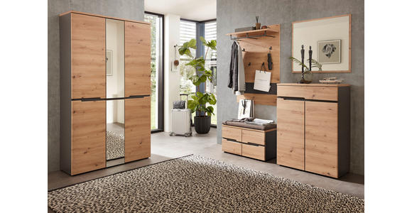 GARDEROBENSCHRANK  in 105/192/38 cm  - Graphitfarben/Eiche Artisan, Design, Glas/Holzwerkstoff (105/192/38cm) - Voleo