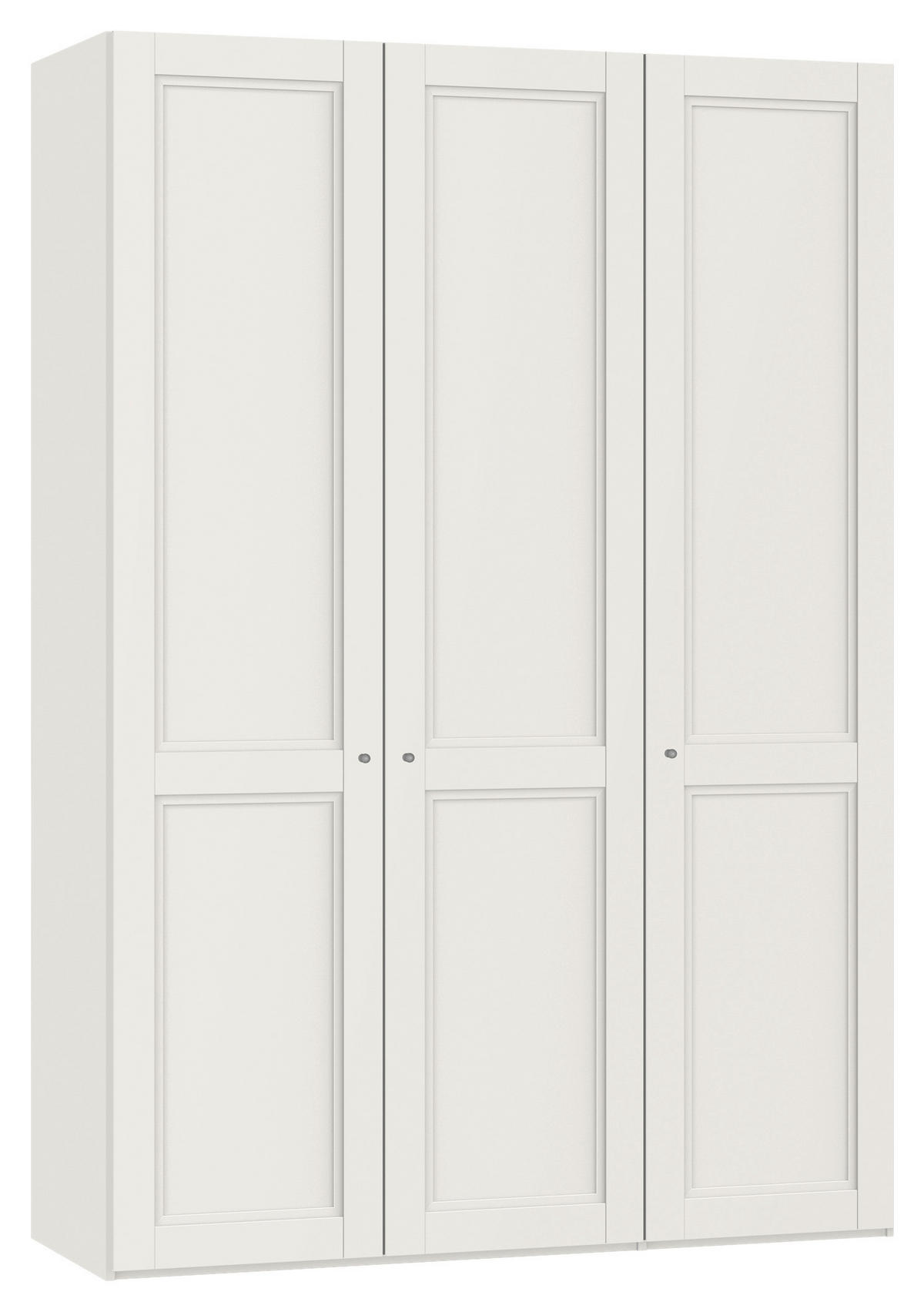 DREHTÜRENSCHRANK 153/220/59 cm,  in Weiß, 3-türig  - Silberfarben/Weiß, Design, Holzwerkstoff/Metall (153/220/59cm) - Jutzler