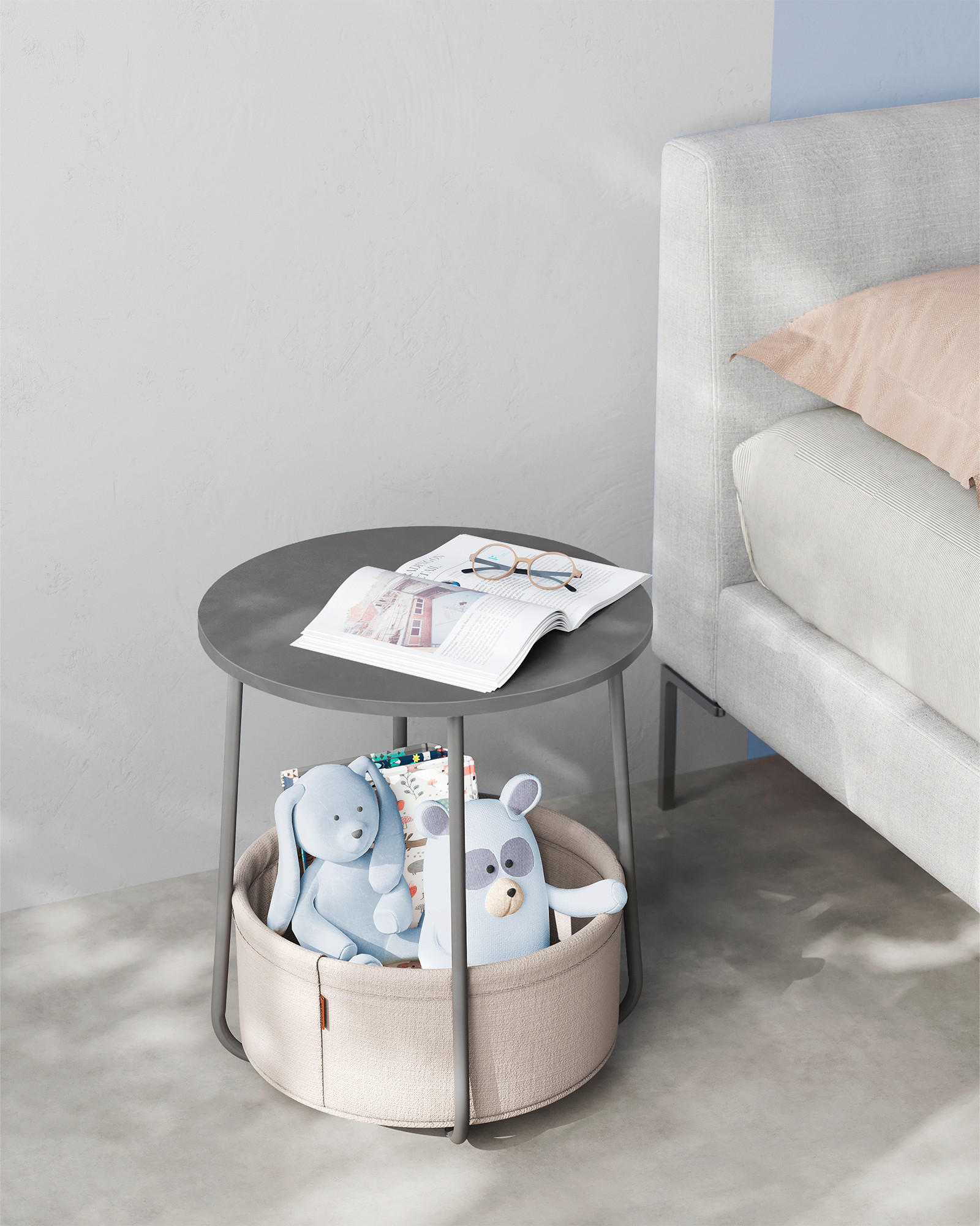 PRÍRUČNÝ STOLÍK, recyklované drevo, sivá, biela - sivá/biela, Design, kov/drevo (45/45/51cm) - Boxxx