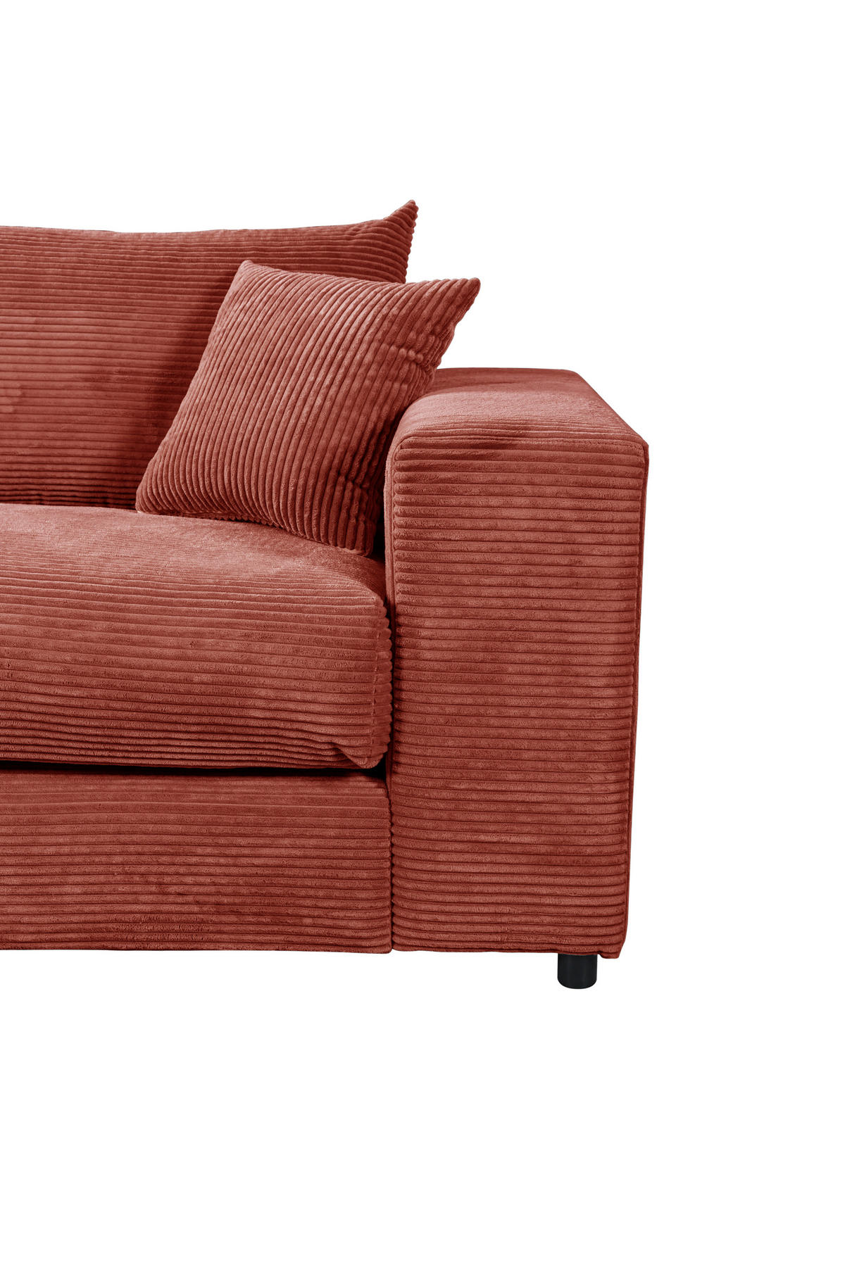 ECKSOFA  Cord, Velours Terracotta  - Terracotta/Schwarz, Basics, Kunststoff/Textil (180/265cm) - Livetastic