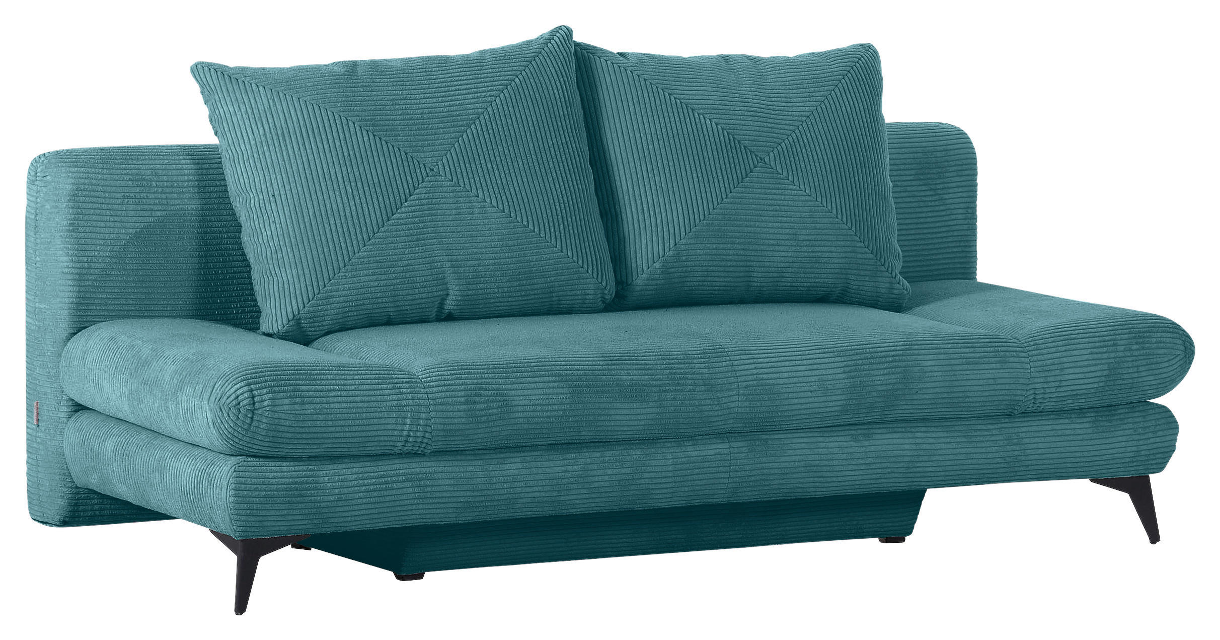 SCHLAFSOFA Cord Petrol  - Petrol/Schwarz, KONVENTIONELL, Textil/Metall (200/78/95cm) - home24