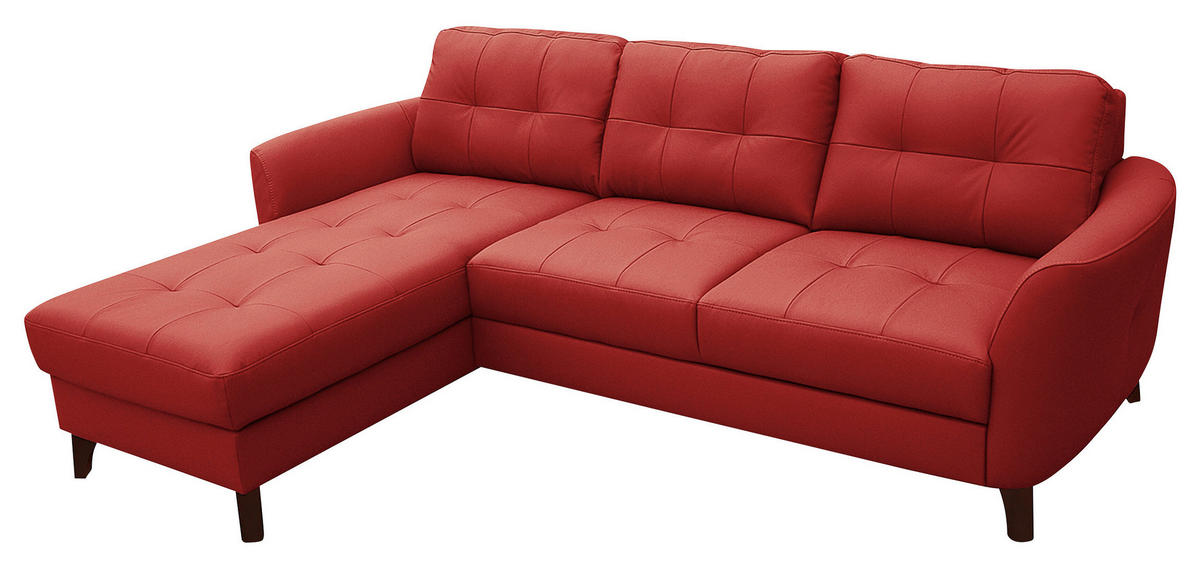 ECKSOFA in Lederlook Echtleder Rot  - Buchefarben/Rot, Design, Leder/Holz (238/168cm) - Livetastic