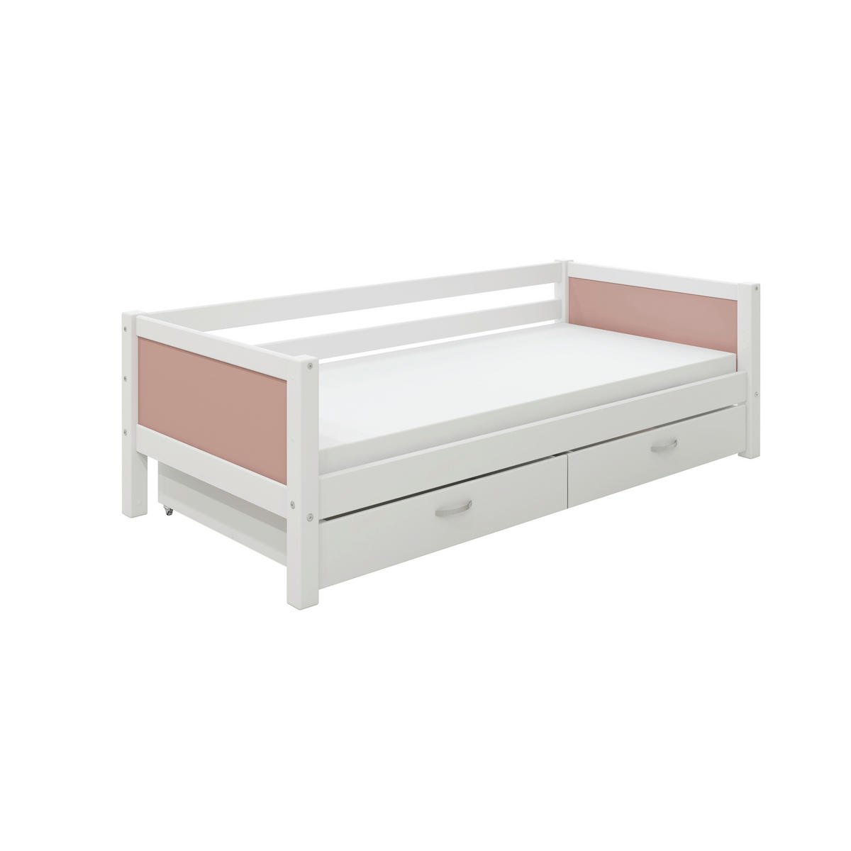 BETT 90/200 cm,  in Rosa, Weiß, Rollrost, Bettschubladen  - Rosa/Weiß, MODERN, Holz (90/200cm) - Chameo