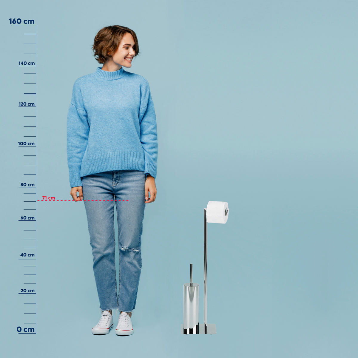 WC-BÜRSTENGARNITUR - Basics, Kunststoff/Metall (20/20/71cm) - Kela