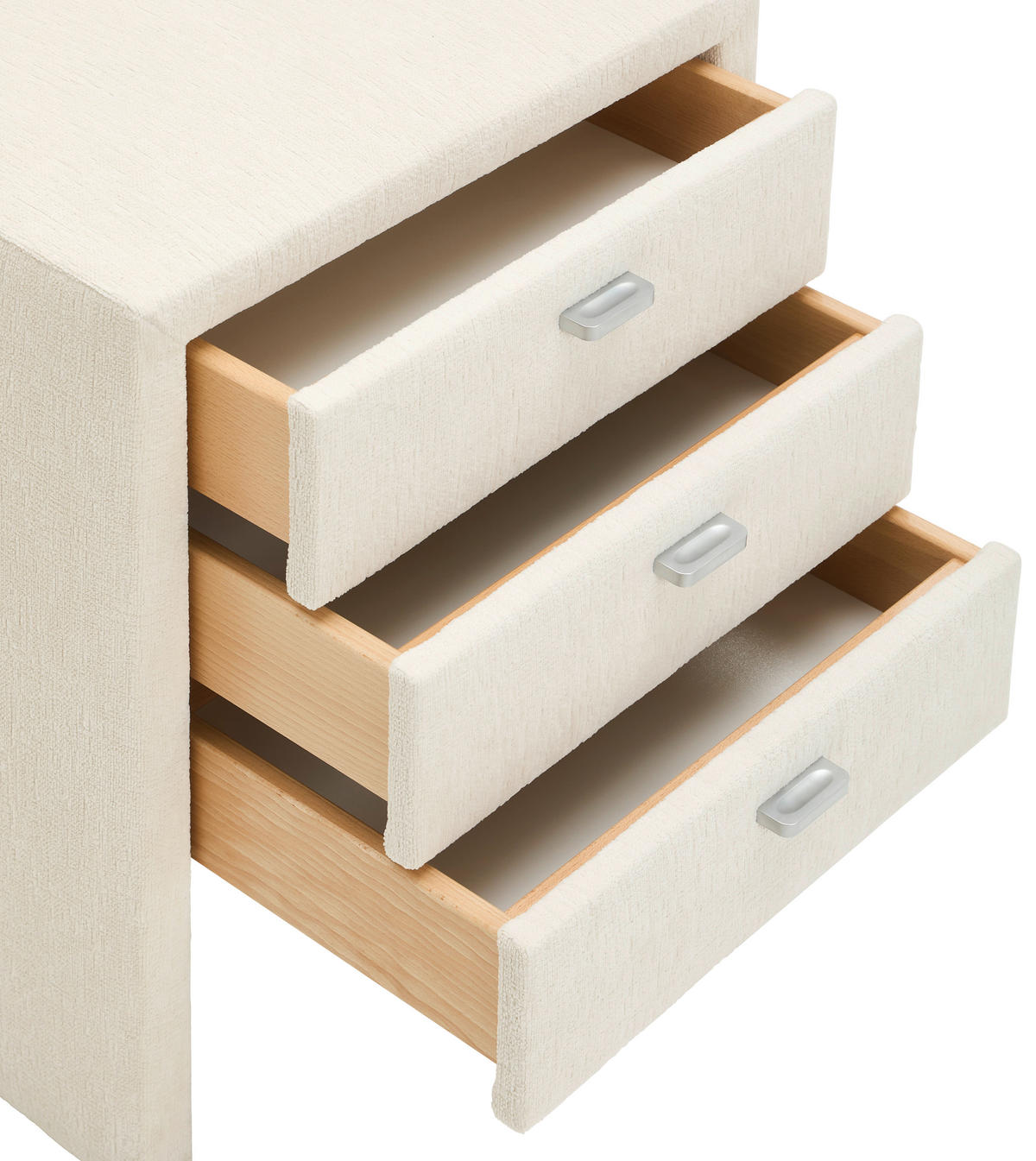 NACHTSCHRANK 48/55/40 cm  - Alufarben/Weiß, KONVENTIONELL, Textil/Metall (48/55/40cm) - Voleo