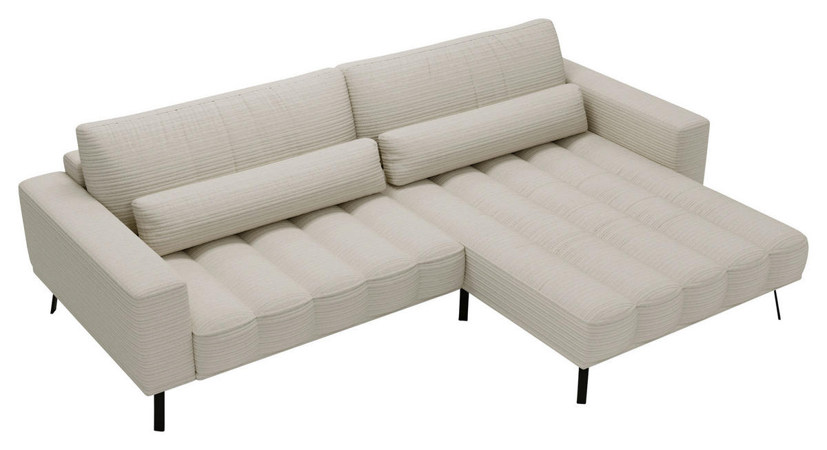ECKSOFA in Cord Naturfarben  291/204 cm  - Schwarz/Naturfarben, Design, Textil/Metall (291/204cm) - Lomoco