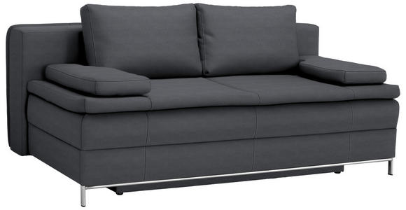 BOXSPRINGSOFA in Flachgewebe Dunkelgrau  - Chromfarben/Dunkelgrau, Design, Textil/Metall (200/93/107cm) - Novel