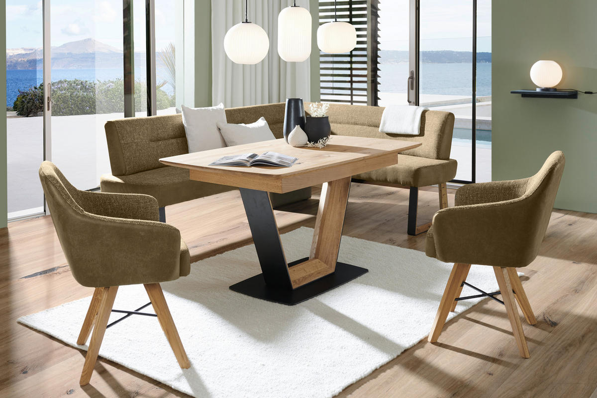 ARMLEHNSTUHL  Stoffauswahl Webstoff  - Eichefarben/Schwarz, Konventionell, Holz/Textil (64/86/60cm) - Voleo