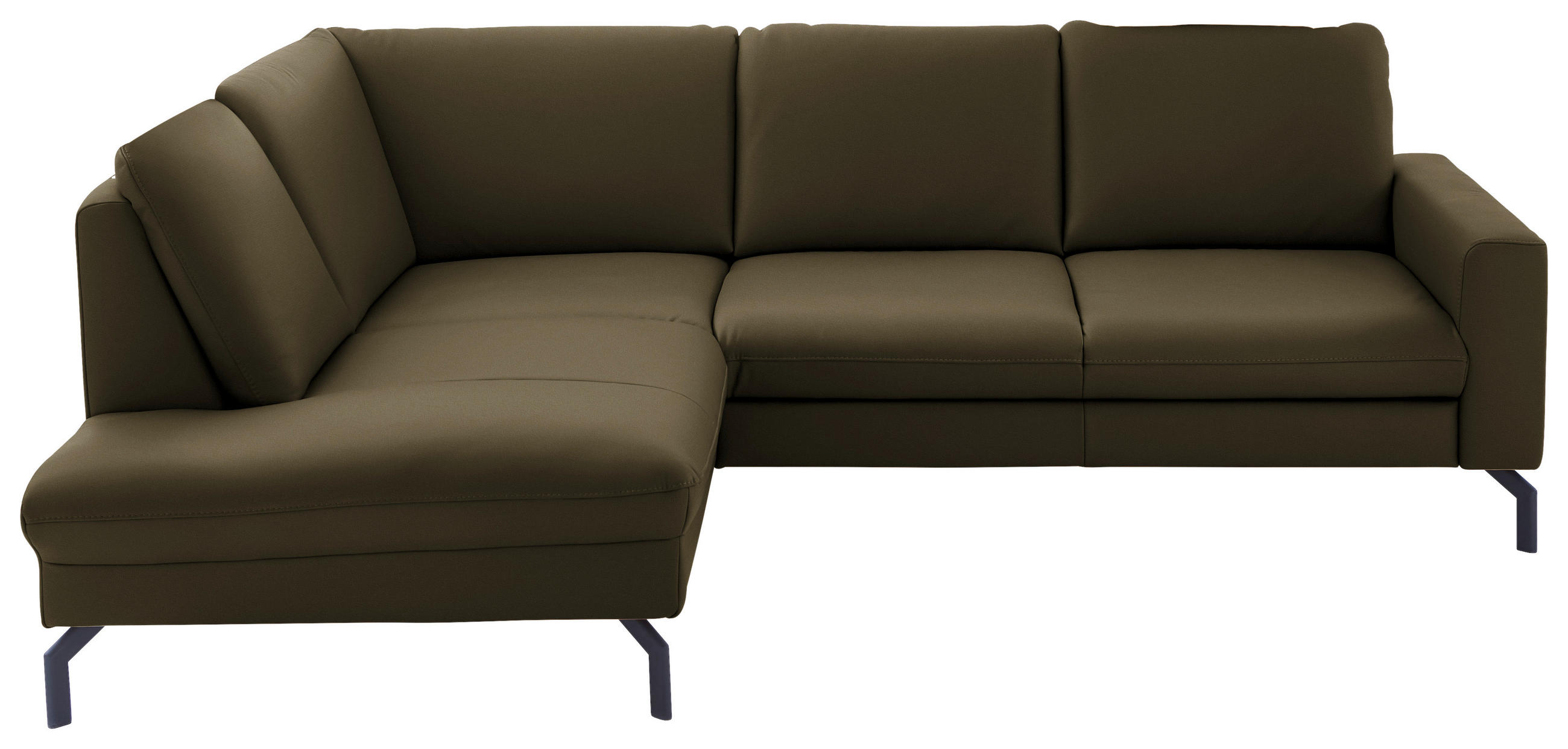 ECKSOFA in Echtleder Dunkelgrün  - Dunkelgrün/Schwarz, Design, Leder/Metall (194/250cm) - Beldomo Premium