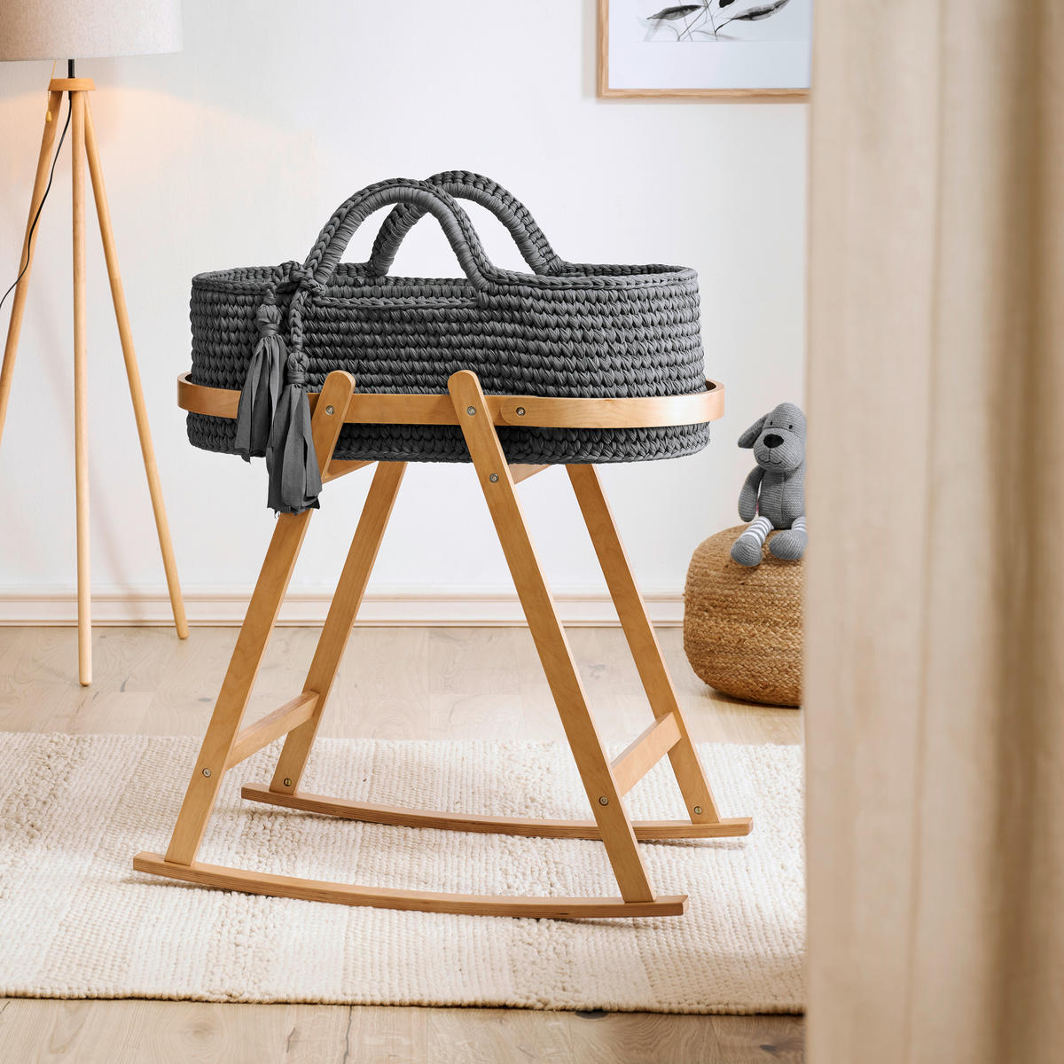 MOJŽIŠOV KOŠÍK - prírodná farba/tmavosivá, Design, kompozitné drevo/textil (81/51/93cm) - Jimmylee
