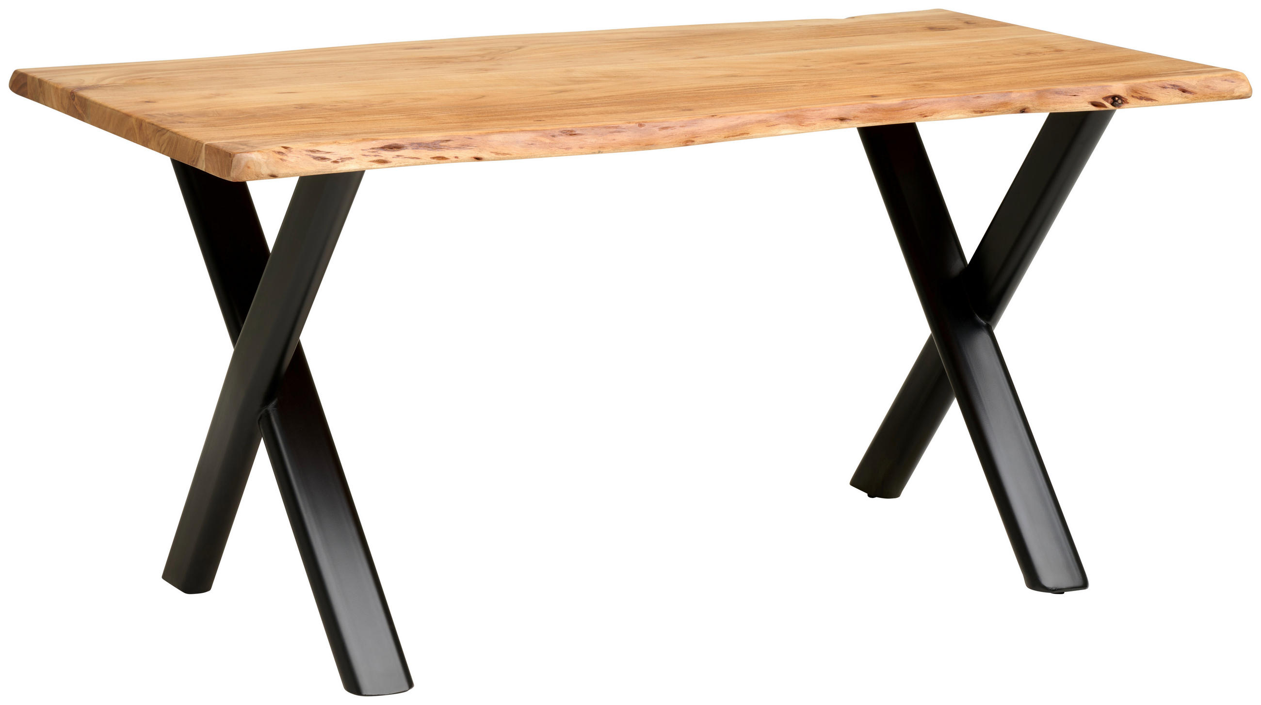 ESSTISCH 160/90/76 cm Echtholz  Holz rechteckig Naturfarben  - Schwarz/Naturfarben, MODERN, Holz/Metall (160/90/76cm) - P & B