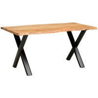 ESSTISCH 160/90/76 cm Echtholz  Holz rechteckig Naturfarben  - Schwarz/Naturfarben, MODERN, Holz/Metall (160/90/76cm) - P & B