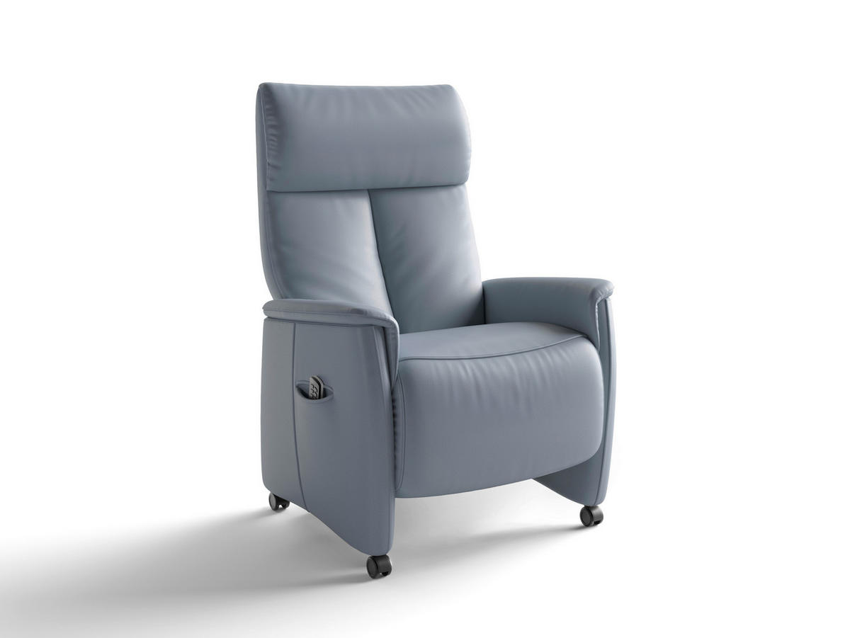 RELAXAČNÉ KRESLO, koža, sivomodrá - čierna/sivomodrá, Basics, koža/plast (76/114/84cm) - Sit & More