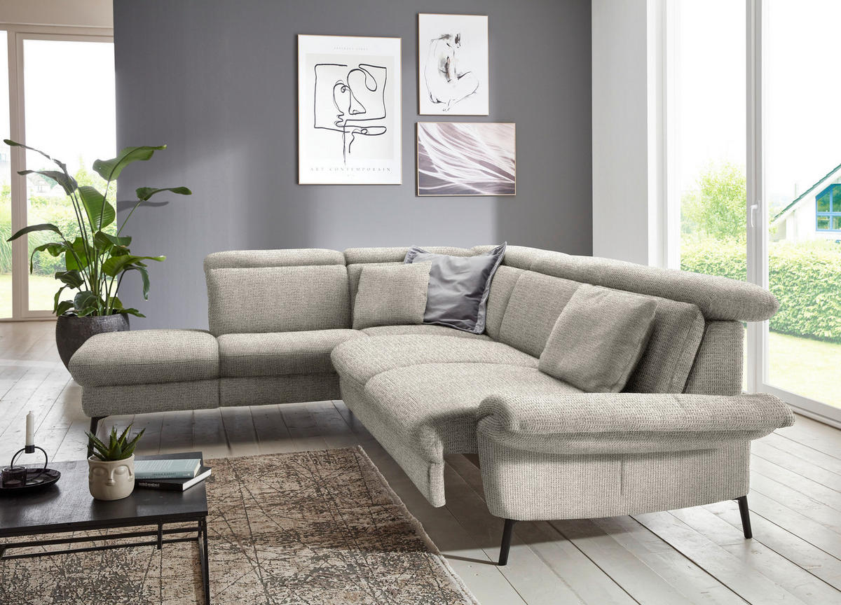 ECKSOFA in Struktur Taupe  - Taupe/Schwarz, Modern, Textil/Metall (235/275cm) - Cantus