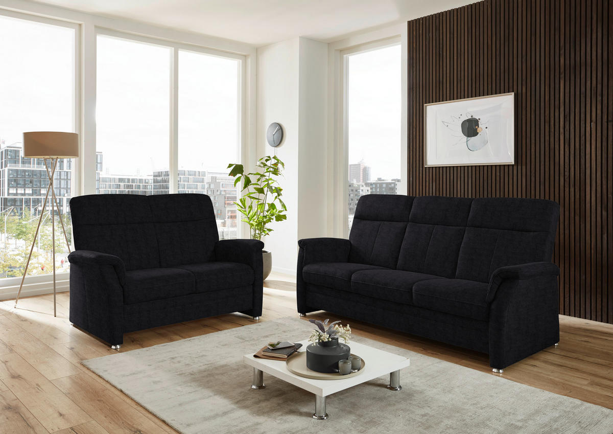 SITZGARNITUR Flachgewebe Anthrazit  - Anthrazit/Alufarben, Konventionell, Textil/Metall (142-194/100/89cm) - Beldomo Comfort