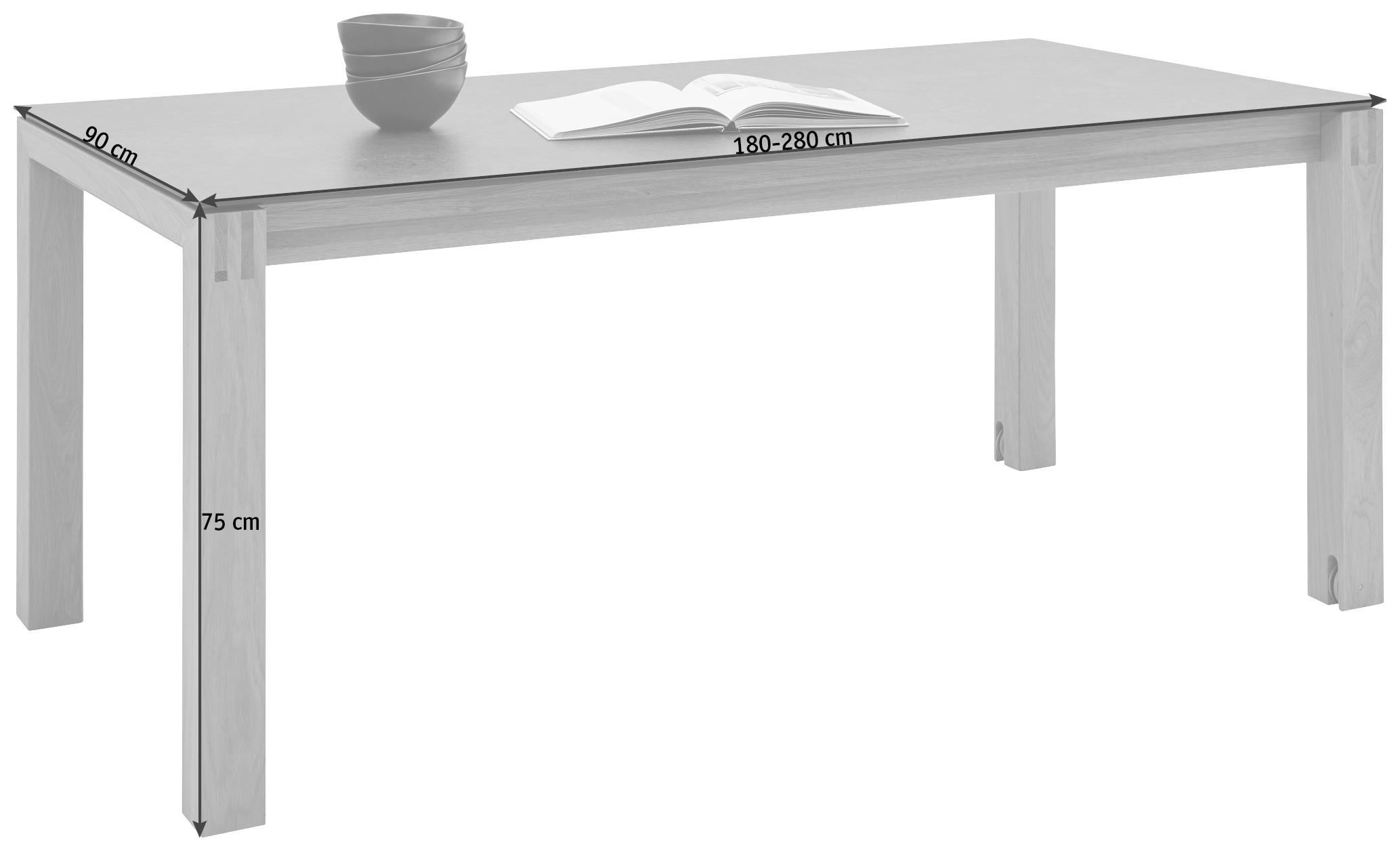 ESSTISCH Graphitfarben, Eichefarben rechteckig ausziehbar, in verschiedenen Größen erhältlich, in verschiedenen Holzarten erhältlich, Variantenauswahl - Eichefarben/Graphitfarben, Design, Holz/Kunststoff (180-280/90/75cm) - Dieter Knoll