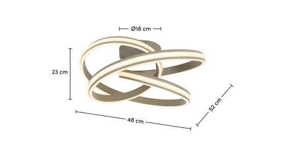 DECKENLEUCHTE 48/52/23 cm  - Sandfarben/Weiß, Trend, Kunststoff/Metall (48/52/23cm) - Novel