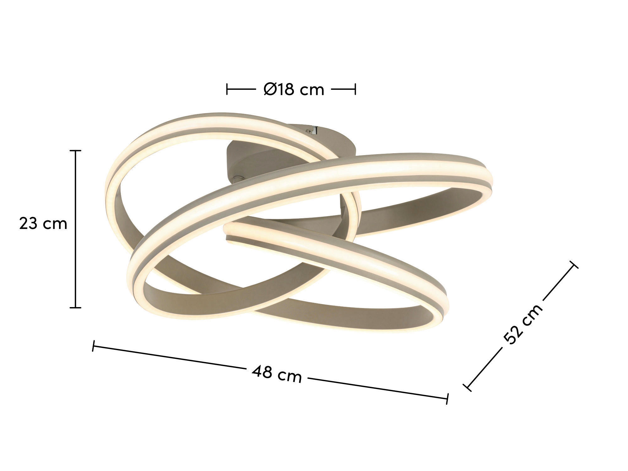 Thumbnail - Novel Deckenleuchte, Weiß, Sand, Metall, Kunststoff, 52x23x48 cm, Timerfunktion, Farbtemperaturwechsler, Lampen & Leucht...