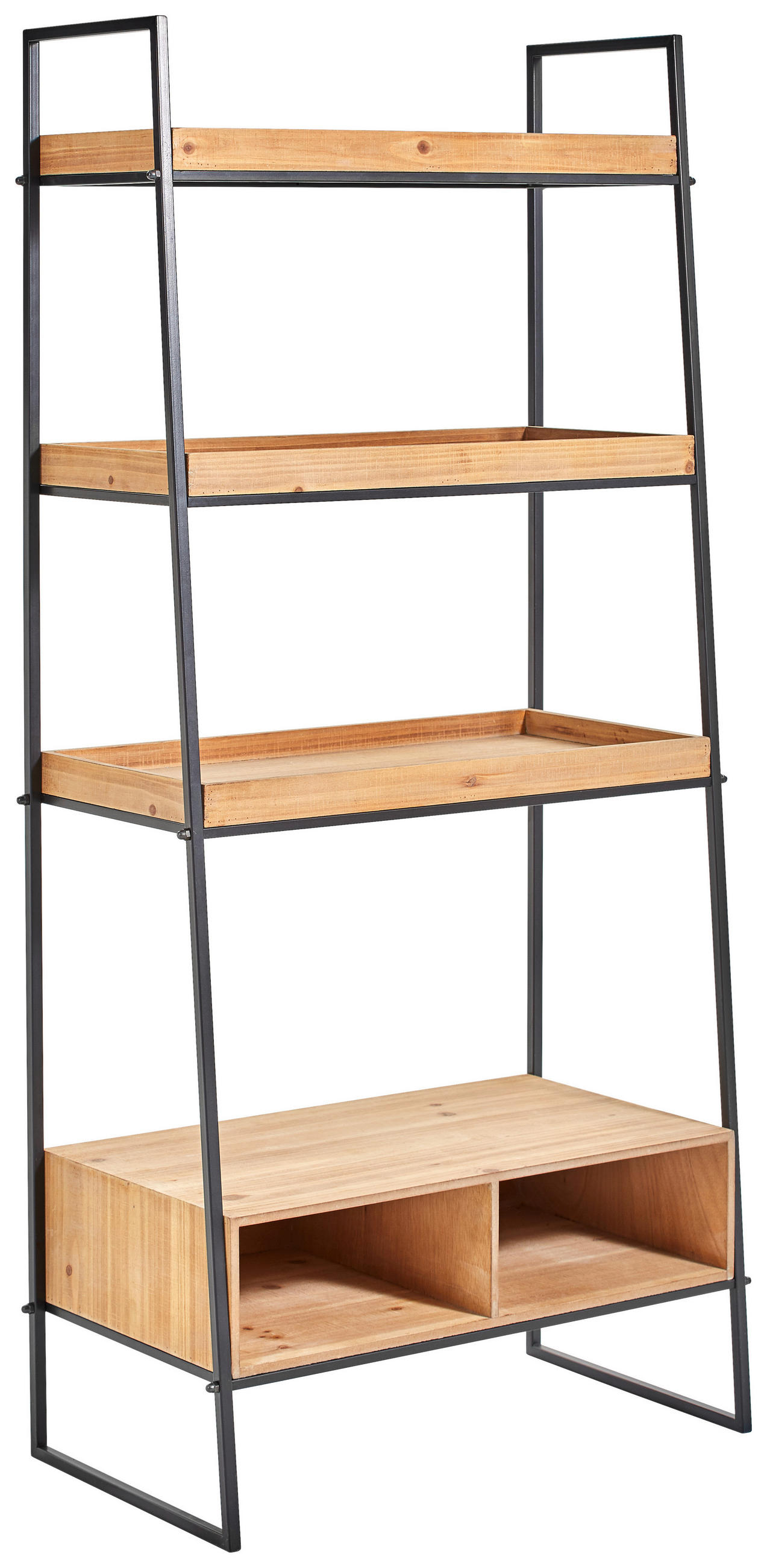 REGAL 64,5/140/35,5 cm naravne barve, črna  - črna/naravne barve, Trend, kovina/leseni material (64,5/140/35,5cm) - Livetastic