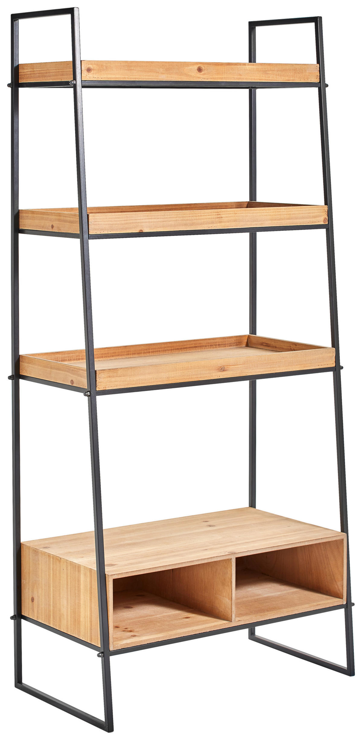 REGAL 64,5/140/35,5 cm naravne barve, črna  - črna/naravne barve, Trend, kovina/leseni material (64,5/140/35,5cm) - Livetastic