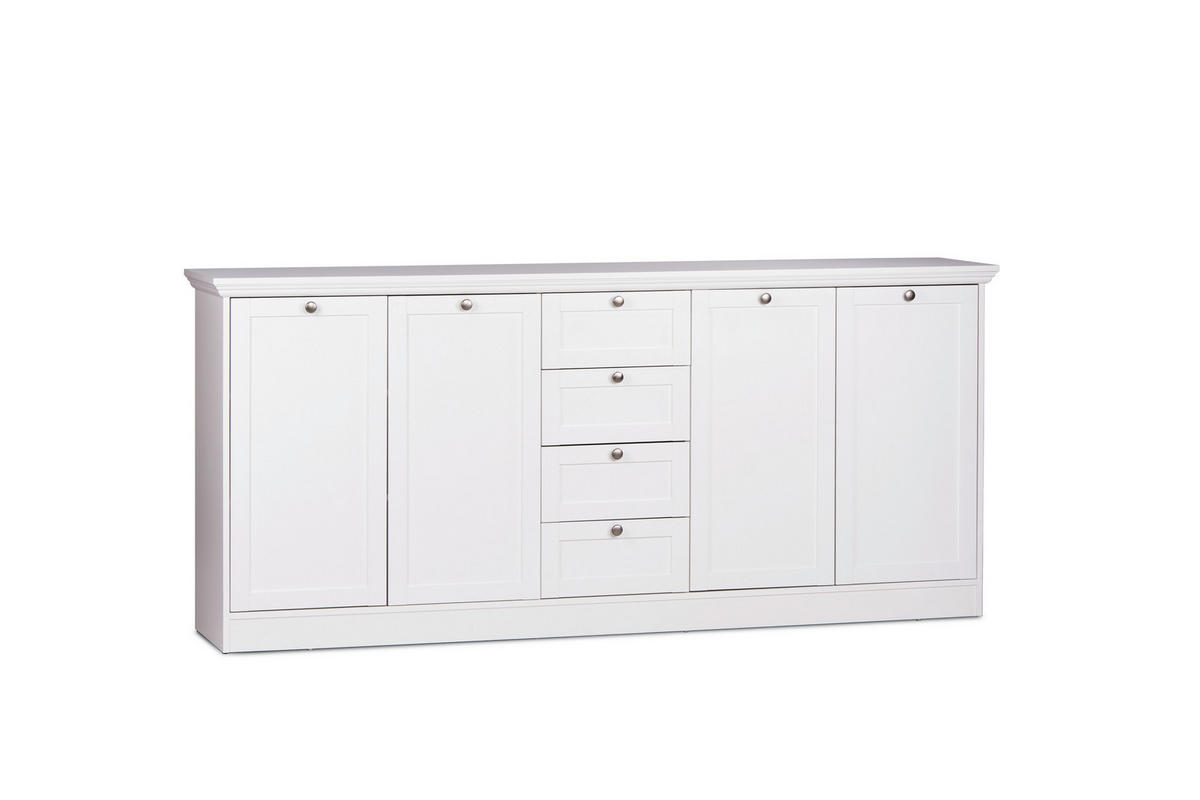 SIDEBOARD  in 200/90/40 cm  - Silberfarben/Weiß, LIFESTYLE, Holzwerkstoff/Metall (200/90/40cm) - Carryhome